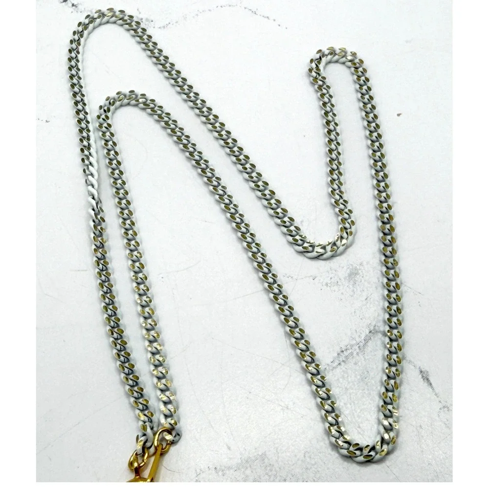 Signed‎ Japan White Chain Gold Accents Necklace 18
